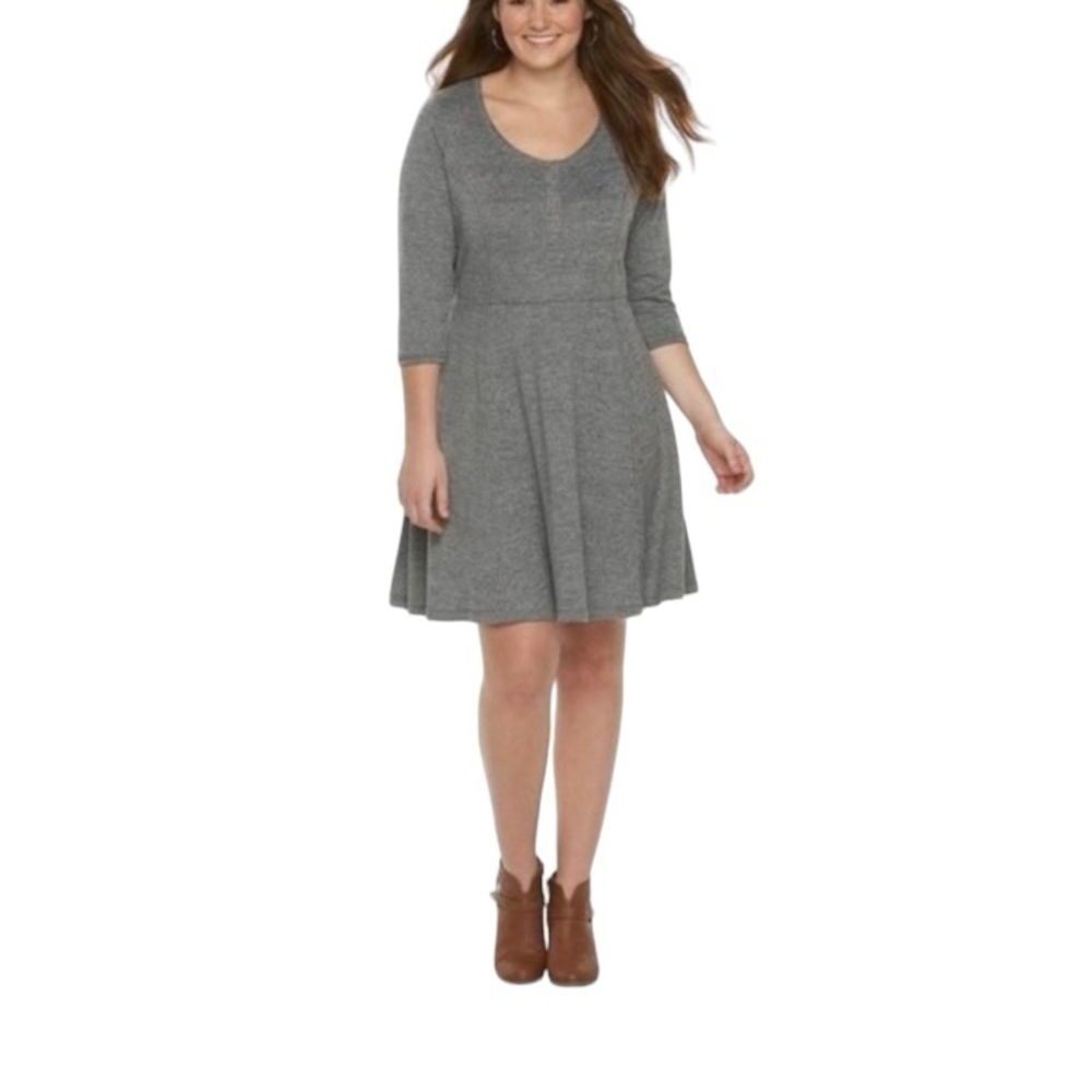 Cloud Chaser Half Sleeve Fit & Flare Skater Lightweight Sweater Dress Grey XL